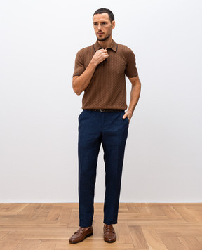 Bertolo Cashmere Сині штани з льону 000061001625