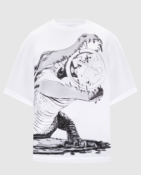 Off-White Белая футболка с принтом Big croco OMAA120S25JER005