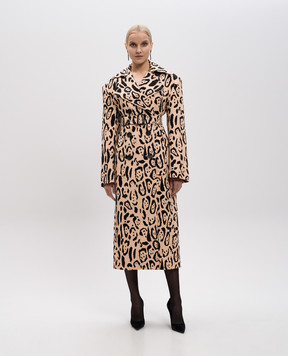 Max Mara Sportmax Бежеве двобортне пальто GREMBO в анімалістичний принт GREMBO