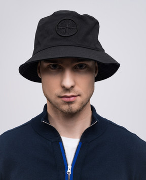 Stone Island Чорна панама з фактурним логотипом K1S159100981S0065