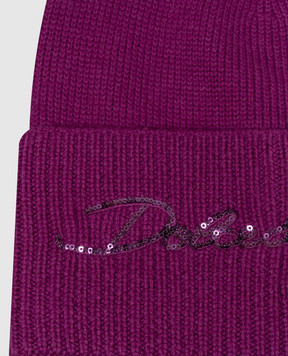 Dolce&Gabbana Детская розовая шапка из шерсти с пайетками LBKH94JCVWF