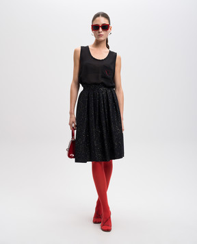 Christian Dior Черный топ из шелка с вышивкой логотипа 7E21510X1601