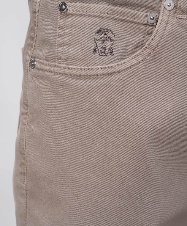 Brunello Cucinelli Бежевые джинсы с патчем логотипа M277PX1290 изображение 5