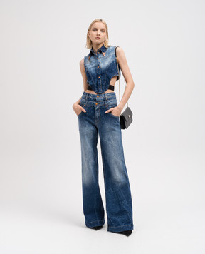 Versace Jeans Couture Синій джинсовий жилет з ефектом потертості з логотипом 76HAM257DW009M31