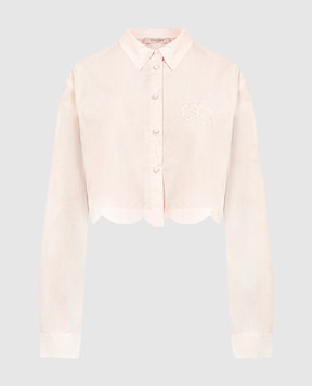 Twinset Рожева блуза з квітковою вишивкою логотипа 241TP2081