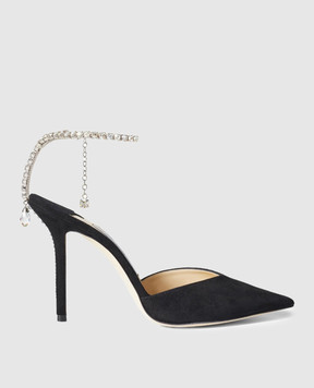 Jimmy Choo Чорні замшеві слінгбеки Saeda з кристалами SAEDA100EWA