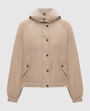 Brunello Cucinelli Бежева пухова куртка з ланцюжком моніль MG5017835P
