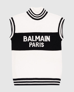 Balmain Дитячий білий жилет з вовни та кашеміру BV9A51Z2361410