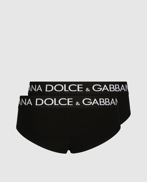 Dolce&Gabbana Набір чорних трусів-бріфів з логотипом M9D69JONN97