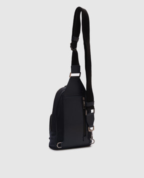 Dolce&Gabbana Синя сумка-слінг з фактурним логотипом BM2295AG182