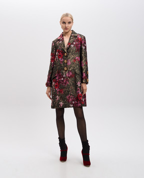 Dolce&Gabbana Пальто в цветочный узор с шелком с люрексом и кристаллами F0S98ZFJM2E