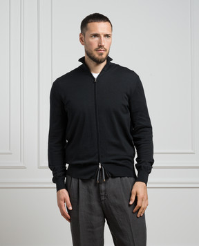 Cashmere&Whiskey Черный кардиган с шелком и кашемиром FS08