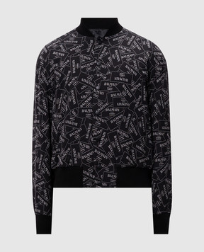 Balmain Черный бомбер в принт логотипа EH1TF955VH56