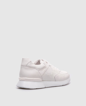 Stefano Ricci Білі кросівки зі шкіри крокодила з металевою монограмою логотипа UF098G6609CSWY