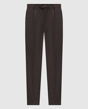 Brunello Cucinelli Коричневые брюки из шерсти M038PE1450