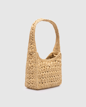 Dolce&Gabbana Бежевая плетеная сумка-хобо 3.5 с логотипом BB7657A4547