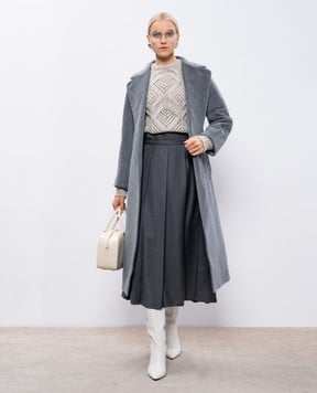 Max Mara Sportmax Сірий ажурний светр NARVEL з вовною NARVEL