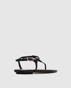 Stuart Weitzman Черные кожаные сандалии GEORGIE T-STRAP SL049