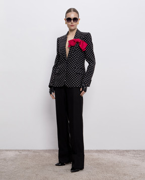 Valentino Черный жакет в горохе с бантом. 6B0CE46598S