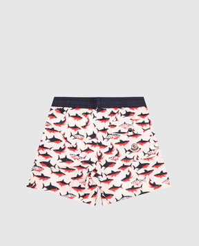 Moncler ENFANT Житевые шорты для плавания в принт с нашивкой логотипа. K19542C00010598LZ1214