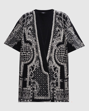 Balmain Чорна футболка з брендовим принтом EF1EH005GE48
