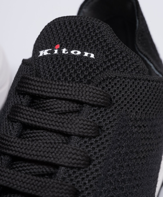 Kiton Черные кроссовки с логотипом USSA200N01100 изображение 5
