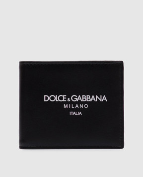 Dolce&Gabbana Чорне шкіряне портмоне з принтом логотипа BP3102AN244