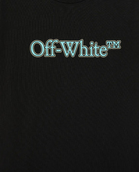 Off-White Дитяча чорна футболка з контрастним принтом логотипа OBAA002S25JER001
