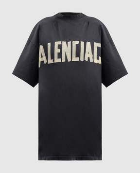 Balenciaga Серая футболка Tape Type с логотипом 791615TQVQ6