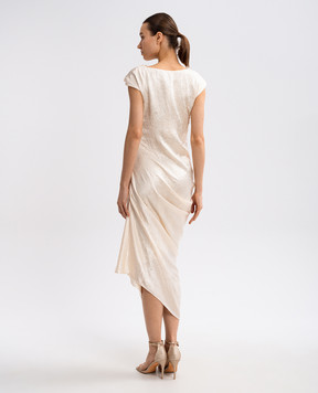 Alexander McQueen Бежева сукня з ефектом жатки 821637QEAFR