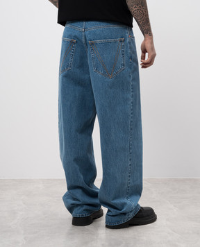 Vetements Синие джинсы с логотип патч UA66PA540Nm