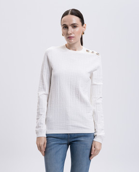 Balmain Білий джемпер в бредовий візерунок FF1KD090KI63