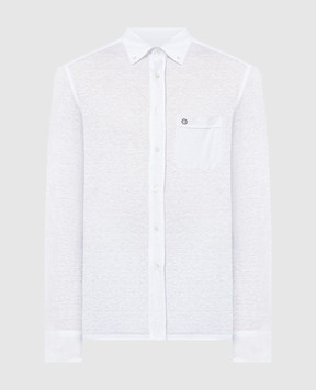 Stefano Ricci Белая рубашка из льна с металлическим логотипом CJ007101BG2500