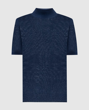 Twinset Синя футболка із шовку і кашеміру 242TP3682