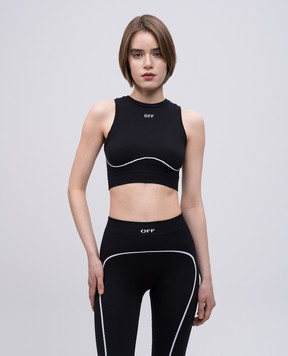 Off-White Черный топ с логотипом OWVO05AC99KNI002