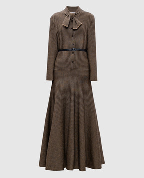 Christian Dior Бежева сукня максі з вовни у візерунок 044L06AM314