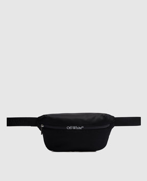Off-White Чорна поясна сумка з принтом логотипа OMNO037C99FAB001