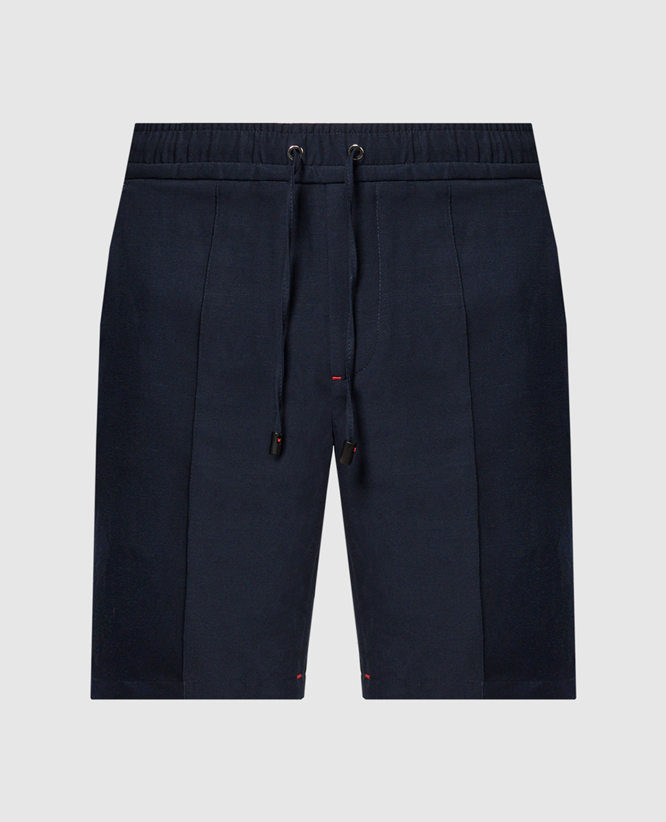 Blue wool and linen shorts with embroidered logo