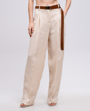 Max Mara Бежевые штаны SIAMESE из льна SIAMESE