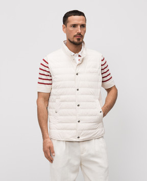 Brunello Cucinelli Бежевый стеганый пуховой жилет MD4791711P