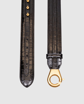 Tom Ford Чорний шкіряний ремінь з тисненням під шкіру крокодила WB279LCL403X