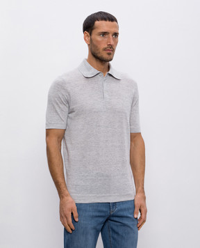 Brunello Cucinelli Серое поло с леном M2L00315