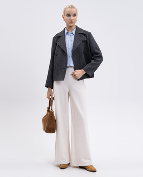 PROENZA SCHOULER Сіра двобортна куртка Nola з вовною в стилі жакета R2532001AY207
