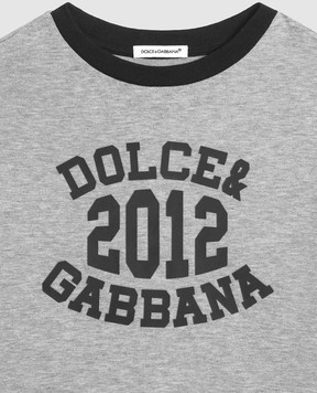Dolce&Gabbana Дитяча сіра футболка з принтом логотипа L4JTIWG7PCE46