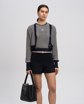 Twinset Бежевый кожаный ремень с логотипом с кристаллами. 251TA4390