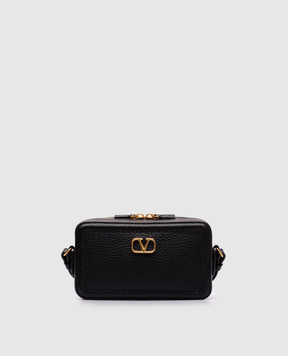 Valentino Черная кожаная сумка кросс-боди ALLTIME с металлической эмблемой VLogo Signature 6W2P0AI5RZR