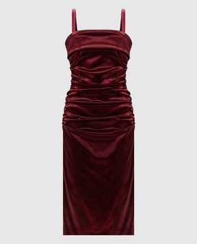 Dolce&Gabbana Бордовое платье с драпировкой F6TYJTFURAD