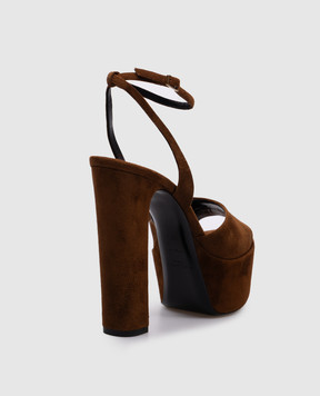 Saint Laurent Коричневі замшеві босоніжки 701788