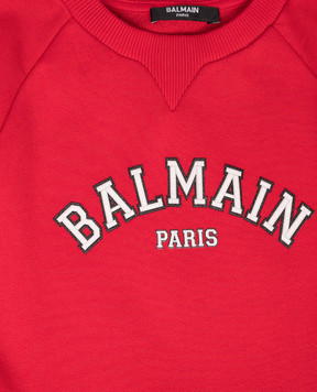 Balmain Дитяча червона сукня з логотипом BX1B40Z3183