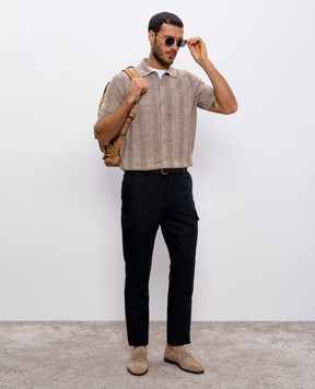 Brunello Cucinelli Бежевая рубашка с льном M2L707805